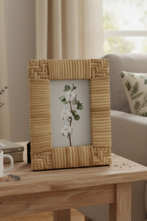 Porta Retrato em MDF com Rattan 10x15cm Mart