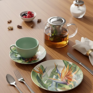 Jogo 6 Xícaras de Chá c/ Pires Estrelitzia Plus, Alleanza