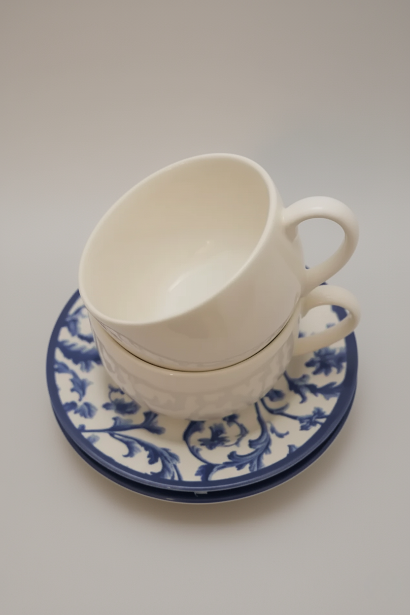 Jogo 6 Xícaras de Chá c/ Pires Ramalhete Plus, Alleanza