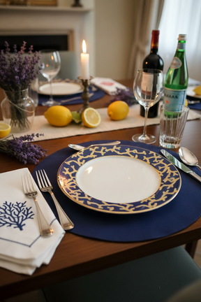 Jogo 6 Pratos Rasos Coral Blue, Scalla