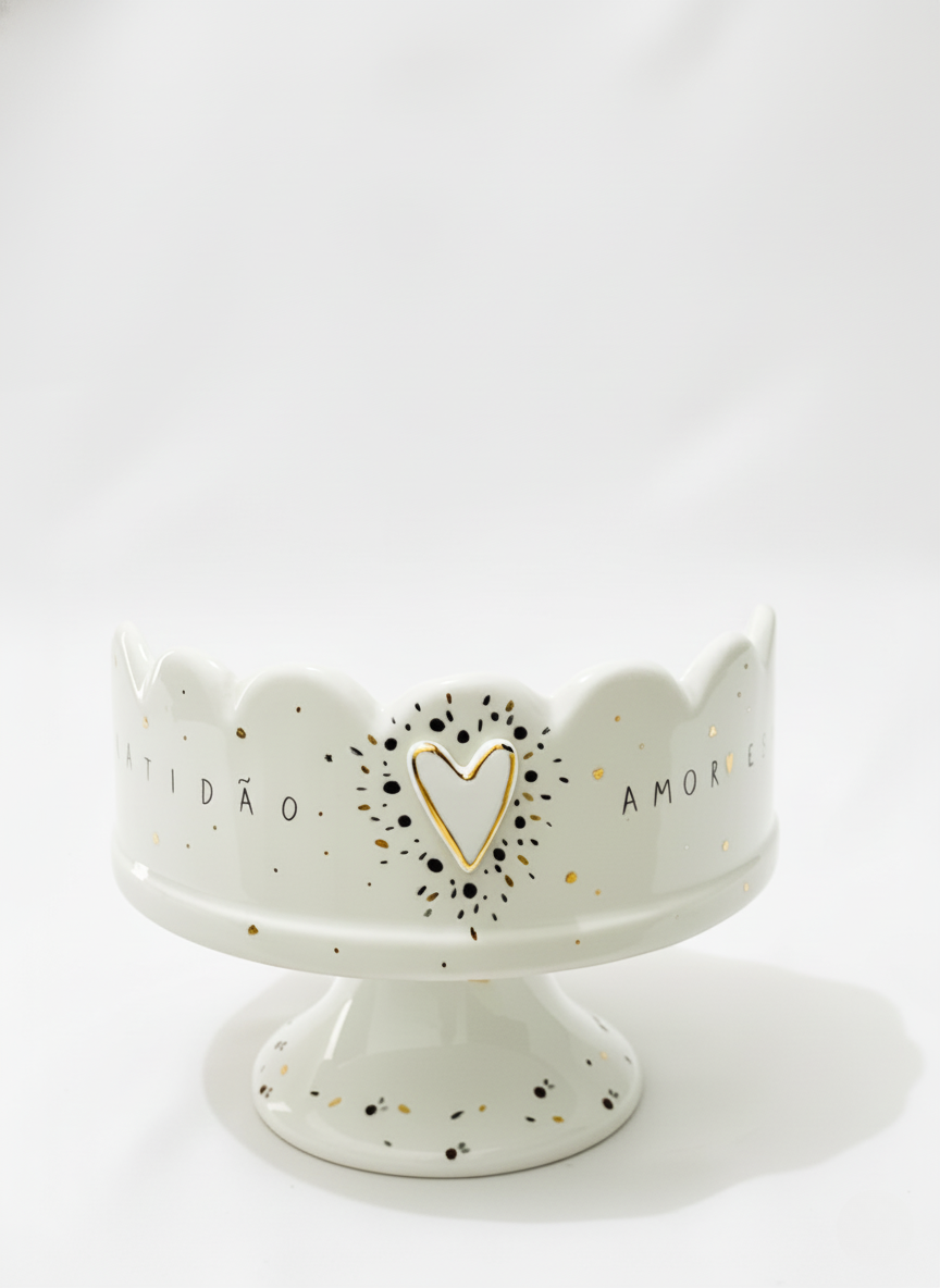 Porta Panetone Cúpula Aberta Com Base Amor