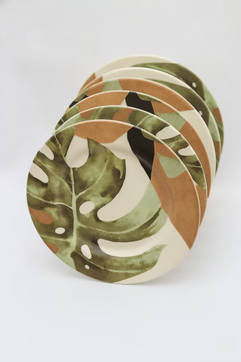 Jogo 6 Pratos de Sobremesa Atlântica Acetinado Plus Costela de Adão, Alleanza