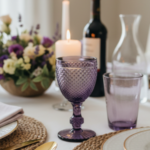 Jogo 6 Taças de Vidro Bico de Jaca Roxa