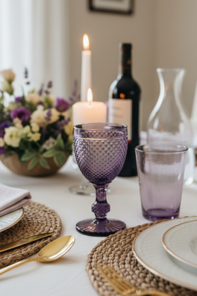 Jogo 6 Taças de Vidro Bico de Jaca Roxa