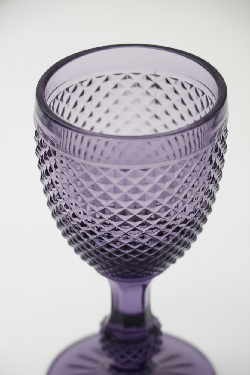 Jogo 6 Taças de Vidro Bico de Jaca Roxa