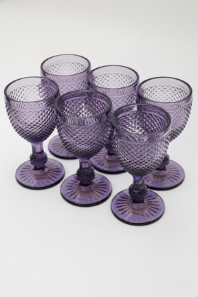 Jogo 6 Taças de Vidro Bico de Jaca Roxa