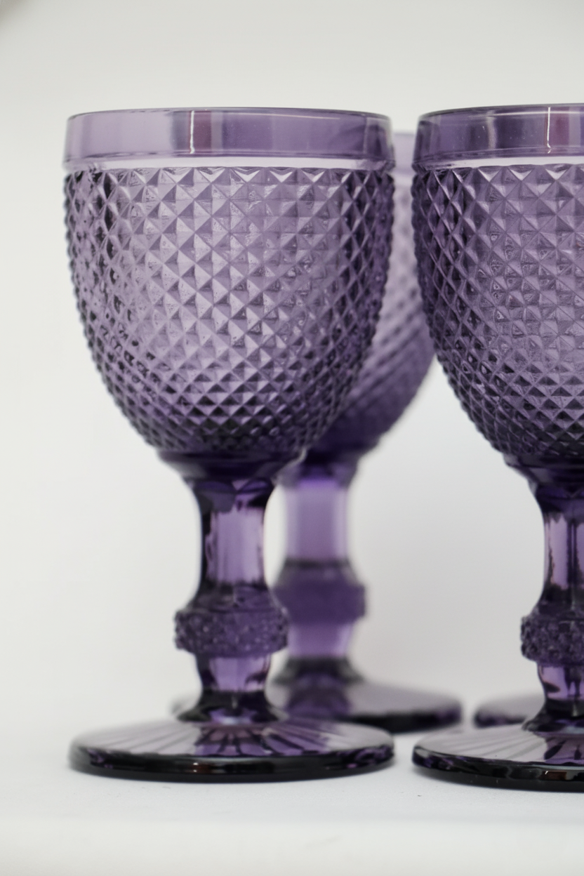 Jogo 6 Taças de Vidro Bico de Jaca Roxa