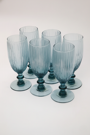 Jogo 6 Taças de Vidro para Champanhe Blue