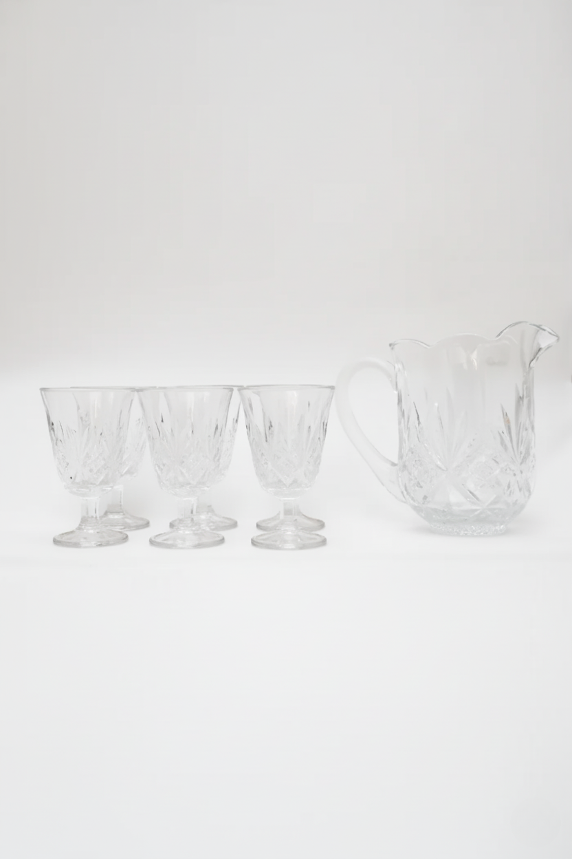 Conjunto Jarra e 6 Taças de Cristal Dublin, Lyor