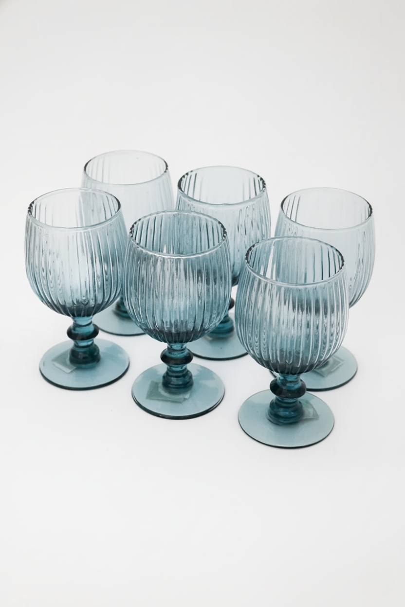 Jogo 6 Taças de Vidro p/ Vinho Kiwi Blue