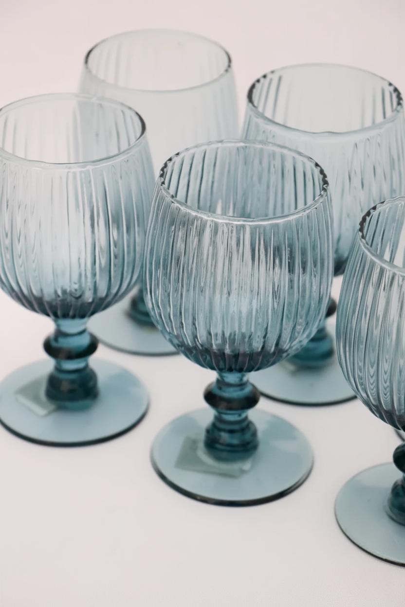 Jogo 6 Taças de Vidro p/ Vinho Kiwi Blue