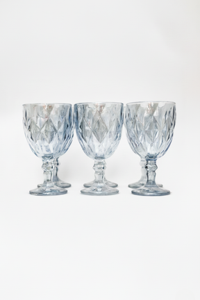 Jogo 6 Taças de Vidro p/ água Diamond Azul Metalizado 360ml, Lyor