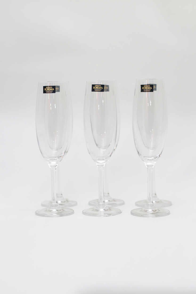 Jogo 6 Taças de Cristal p/ Champanhe linha Bohemia 220ml, Lyor