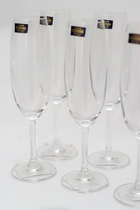 Jogo 6 Taças de Cristal p/ Champanhe linha Bohemia 220ml, Lyor