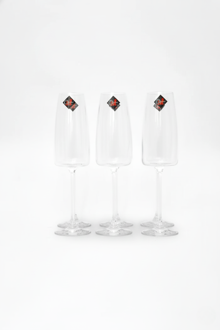 Jogo 6 Taças de Cristal Petra p/ champanhe 340ml, Oxford