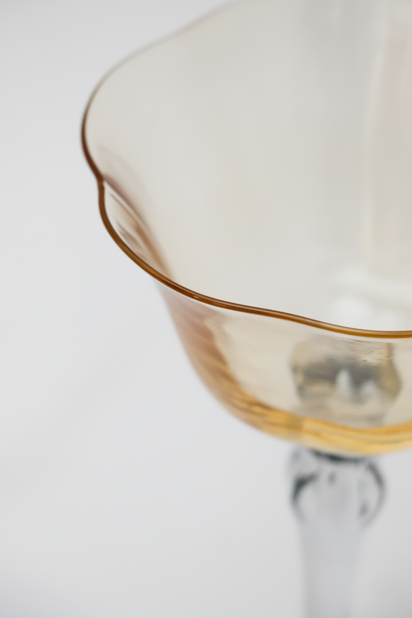 Taça de Vidro Coupe Holanda 180ml - Amarelo e Cinza