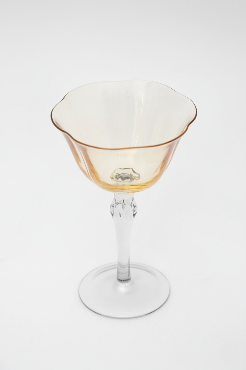 Taça de Vidro Coupe Holanda 180ml - Amarelo e Cinza