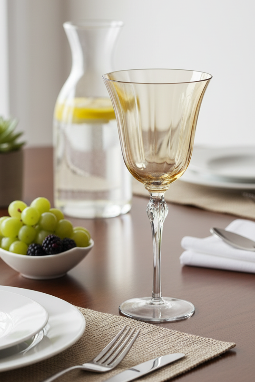 Taça de Vidro p/ Vinho França 300ml - Âmbar e Cinza