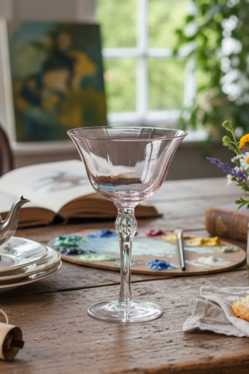 Taça de Vidro Coupe Califórnia 180ml - Rosa e Cinza