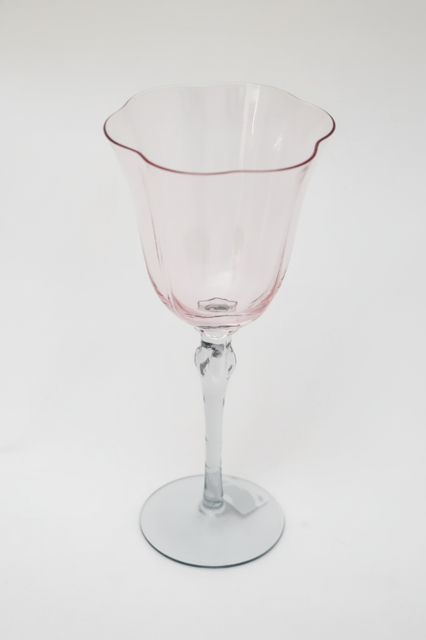 Taça de Vidro p/ Vinho Colorado 300ml - Rosa e Cinza