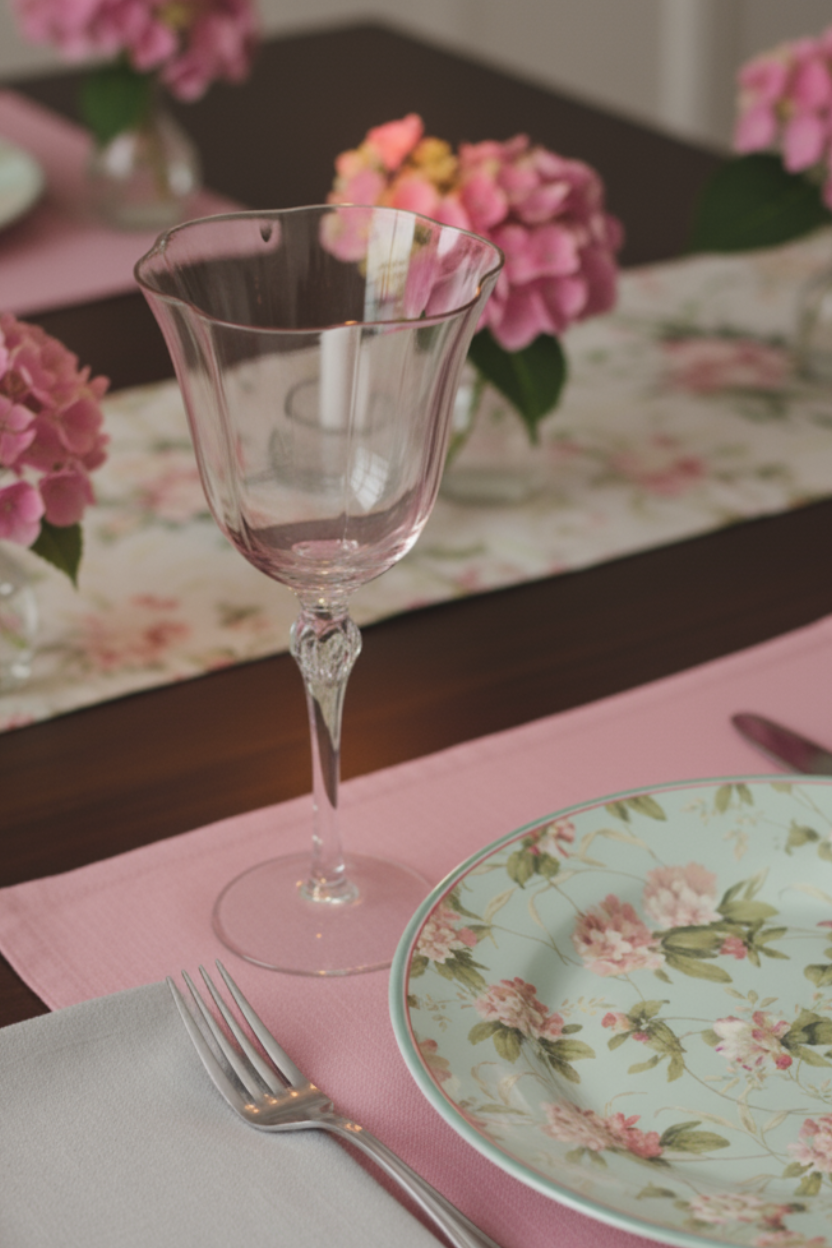 Taça de Vidro p/ Vinho Colorado 300ml - Rosa e Cinza