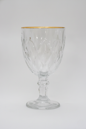 Jogo 6 Taças de Vidro p/ água Diamond com fio de Ouro 360ml, Lyor