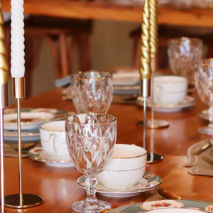 Jogo 6 Taças de Vidro p/ água Diamond com fio de Ouro 360ml, Lyor