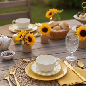 Jogo 6 Xícaras de Chá c/ Pires Stripe Amarelo Plus, Alleanza