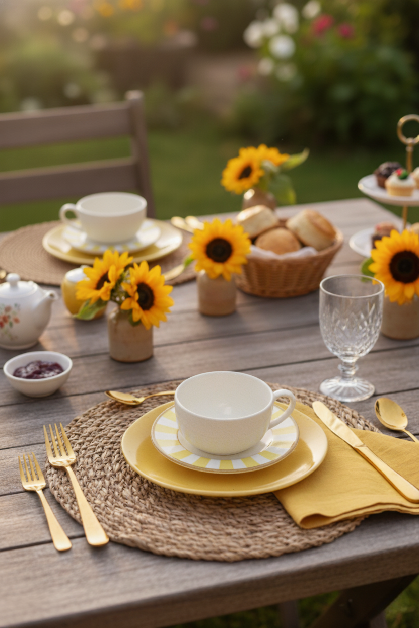 Jogo 6 Xícaras de Chá c/ Pires Stripe Amarelo Plus, Alleanza