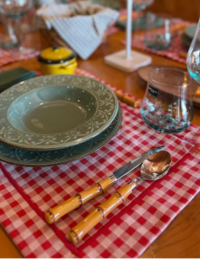 Faqueiro 24 peças com Cabo de Plástico Bambu Aço Inox, Lyor