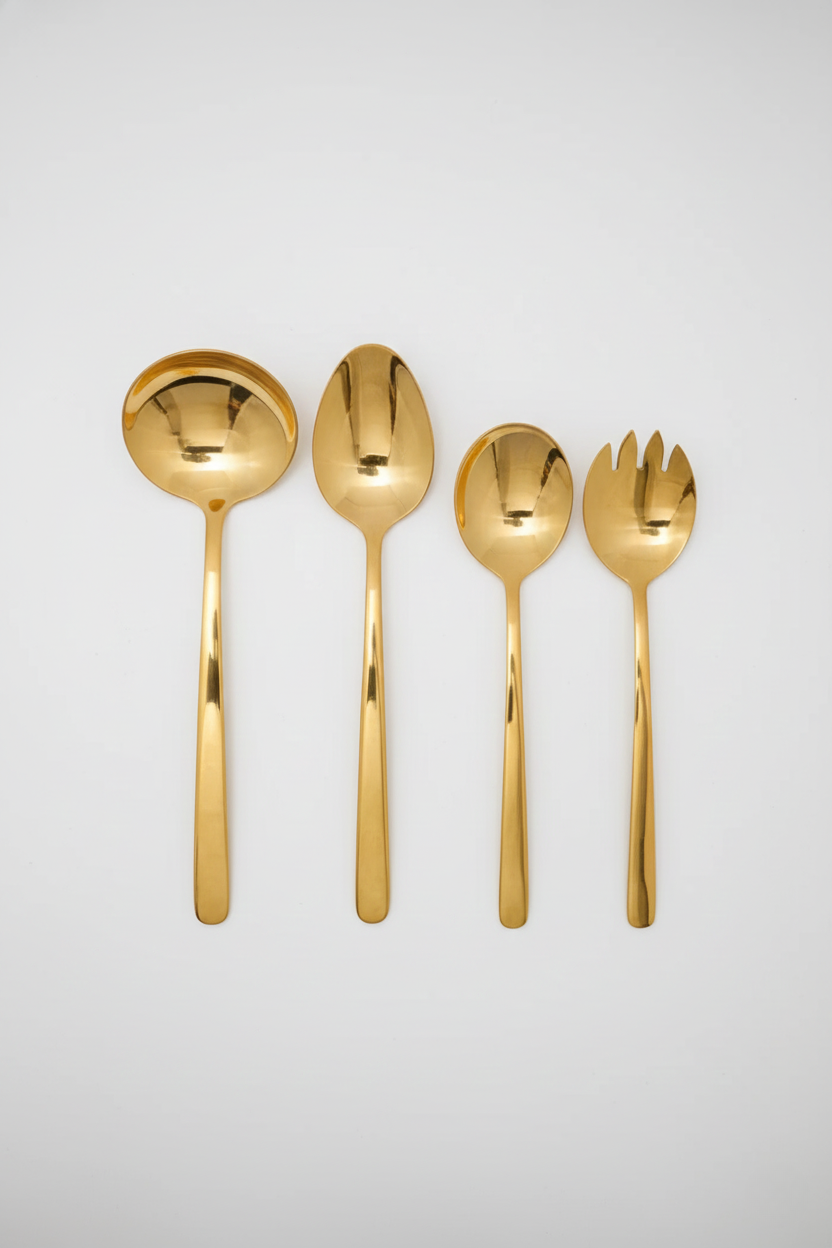 Conjunto 4 Talheres para Servir Vienna Dourado, Wolff