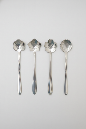 Conjunto 4 Colheres Aço Inox Flores Prata, Wolff