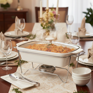 Rechaud  Retangular Cerâmica com Queimador e Tampa de Vidro, Francallanza