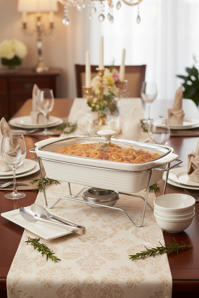 Rechaud  Retangular Cerâmica com Queimador e Tampa de Vidro, Francallanza