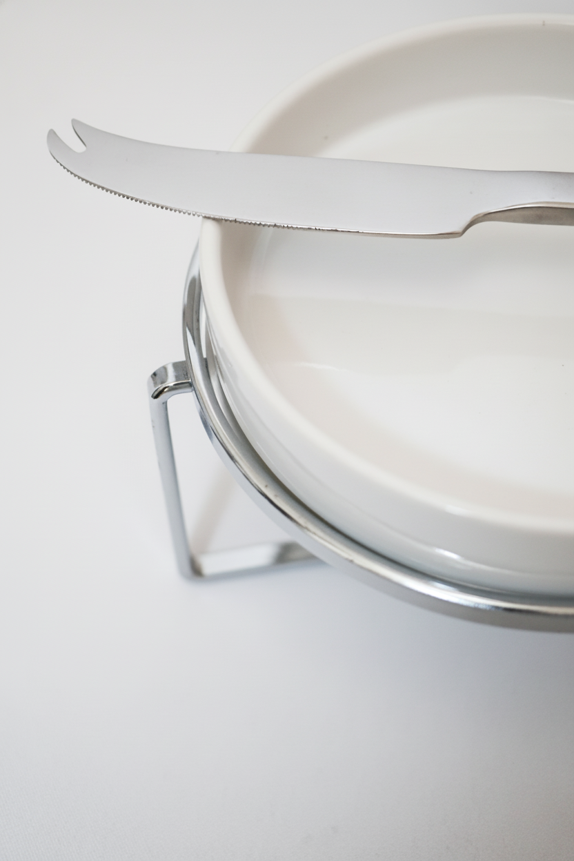 Rechaud p/ Queijo Brie Cerâmica c/ Faca de Aço Inox, Francallanza