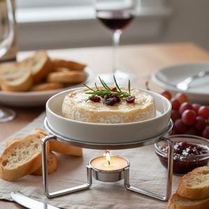 Rechaud p/ Queijo Brie Cerâmica c/ Faca de Aço Inox, Francallanza