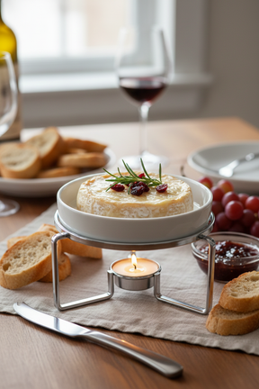 Rechaud p/ Queijo Brie Cerâmica c/ Faca de Aço Inox, Francallanza