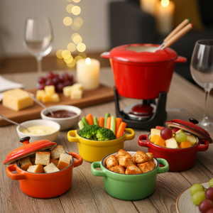 Jogo 4 Mini Panelas Porcelana com Tampa Coloridas, Wolff