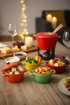 Jogo 4 Mini Panelas Porcelana com Tampa Coloridas, Wolff