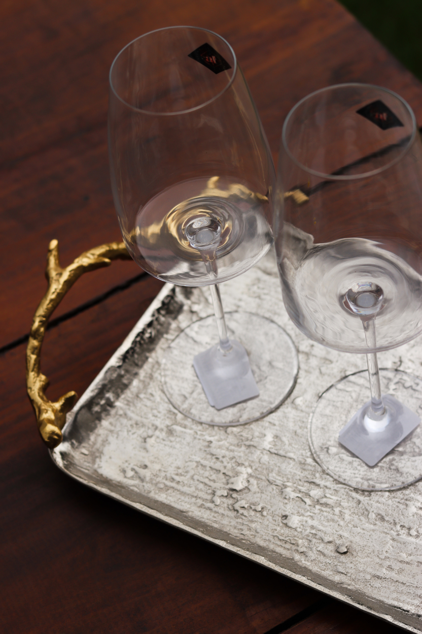 Bandeja em Metal Prata Galhos