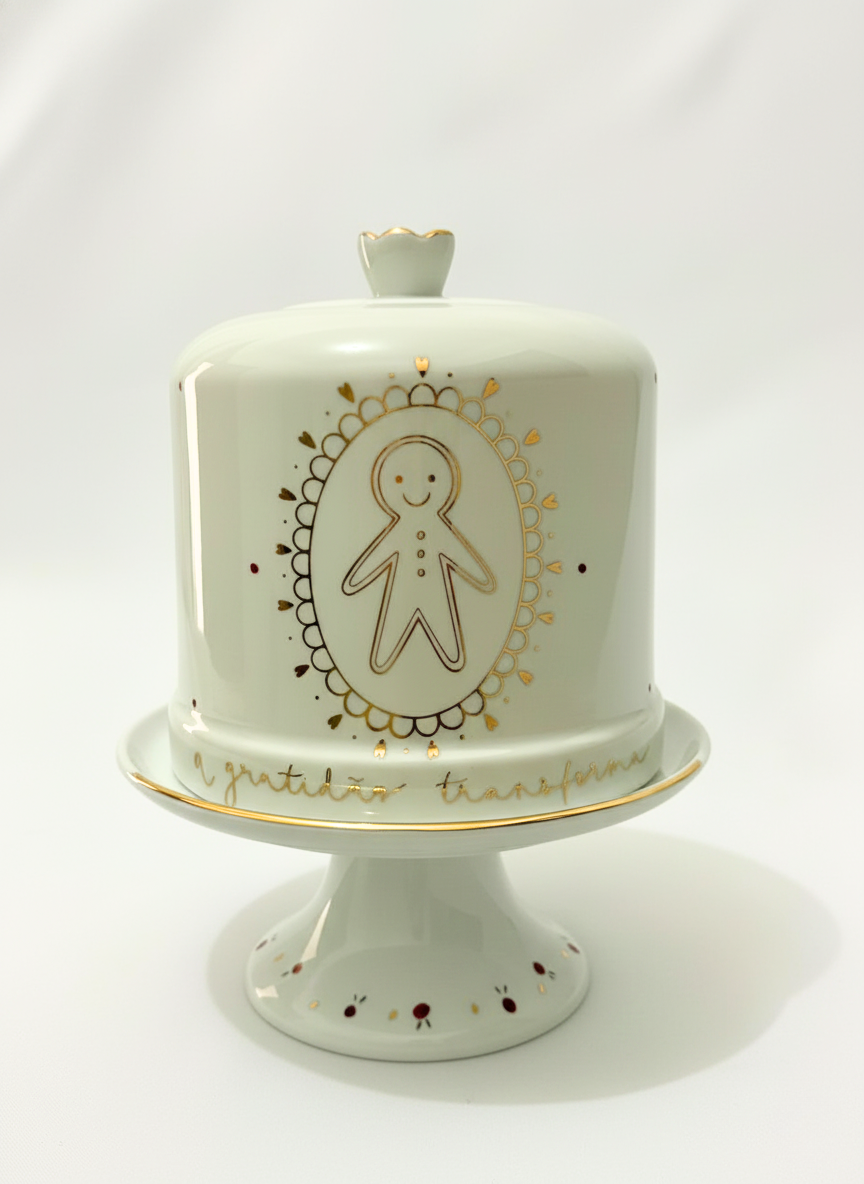 Porta Panetone Cúpula Com Base Ginger