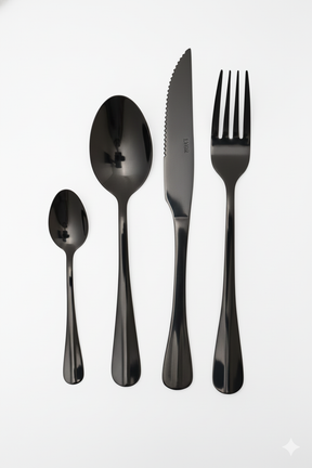 Faqueiro 24 peças Aço Inox Positano Preto, Lyor