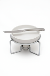 Rechaud p/ Queijo Brie Cerâmica c/ Faca de Aço Inox, Francallanza