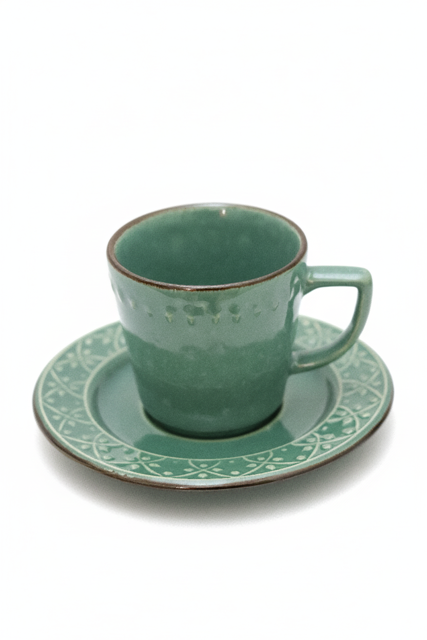 Jogo 6 Xícaras de Chá c/ Pires Malaquita, Oxford