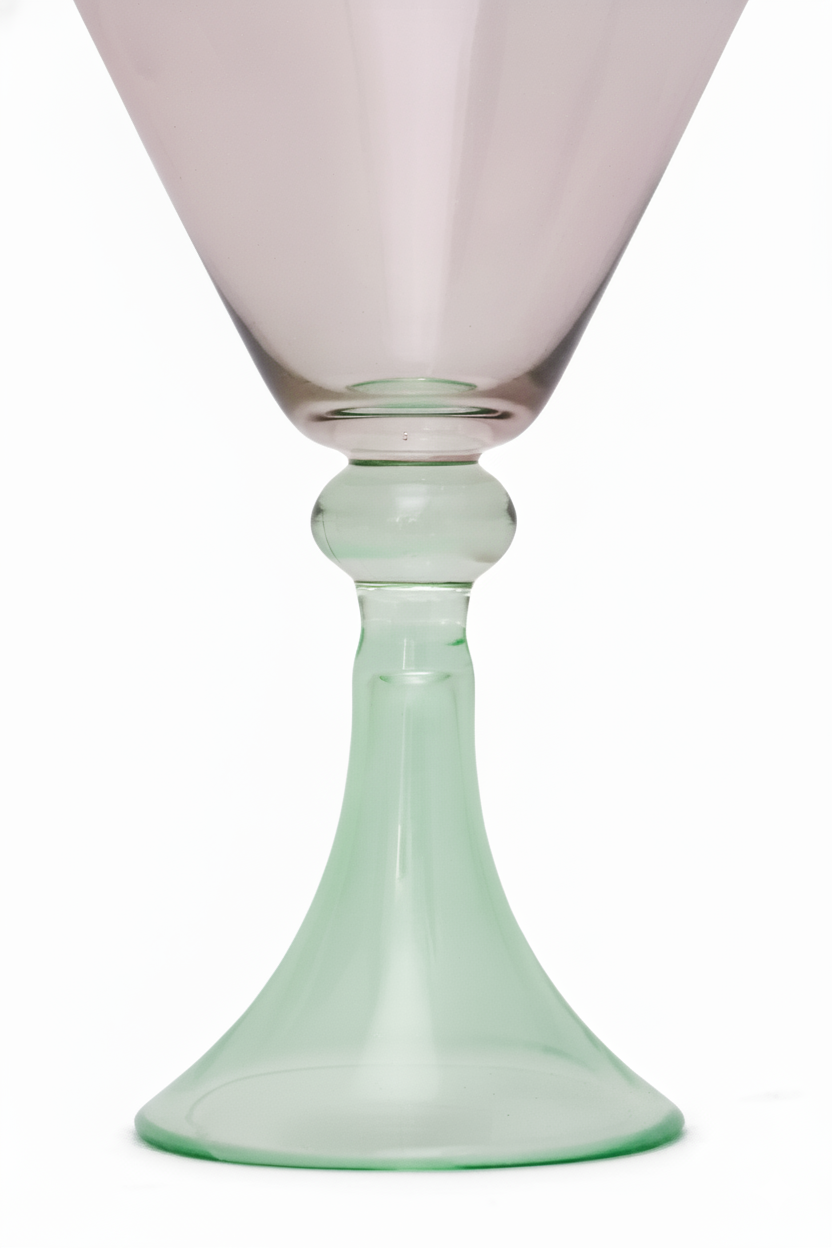 Taça de Vidro Coupe Peru 150ml - Rosa e Verde