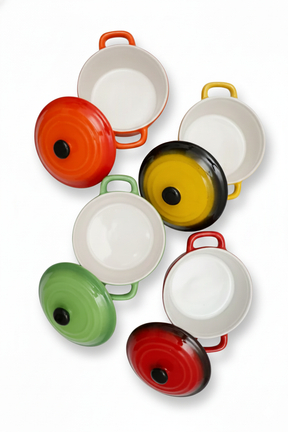 Jogo 4 Mini Panelas Porcelana com Tampa Coloridas, Wolff
