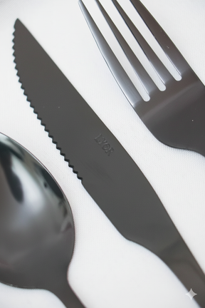 Faqueiro 24 peças Aço Inox Positano Preto, Lyor
