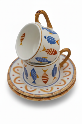 Jogo 6 Xícaras de Chá c/ Pires Sardine,  Maison Blanche