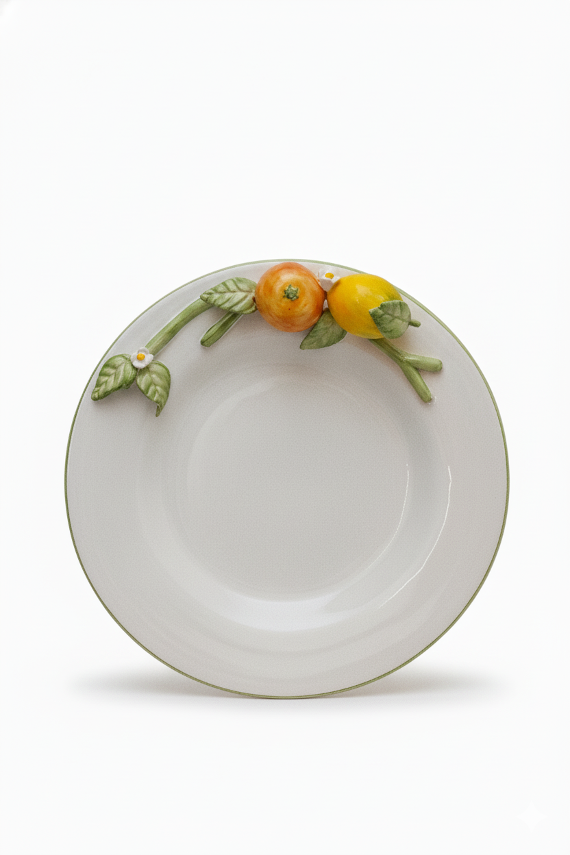 Prato Raso Ornamental Médio Laranja C/ Limão Relevo, Luiz Salvador