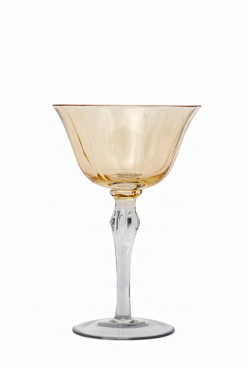 Taça de Vidro Coupe Holanda 180ml - Amarelo e Cinza